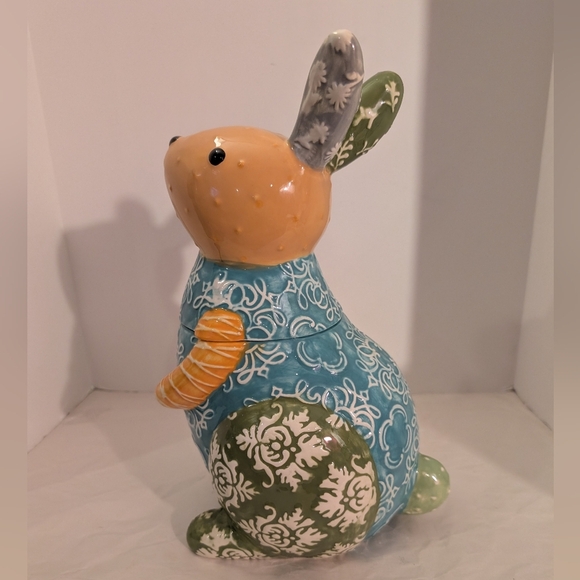 Cracker Barrel Easter Colorful Bunny/Rabbit Cookie Jar - 12.5 inches Tall - Picture 3 of 10